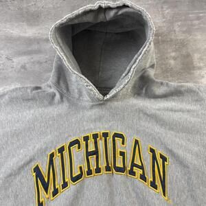 Vintage Y2K Gray Michigan University Distressed Hoodie